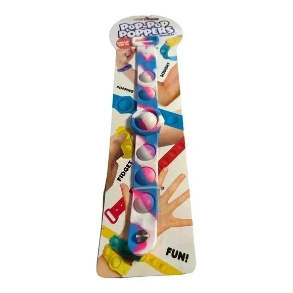 pop-pop poppers bubble fidget bracelet color red and one with blue,white & pink - Picture 3 of 3